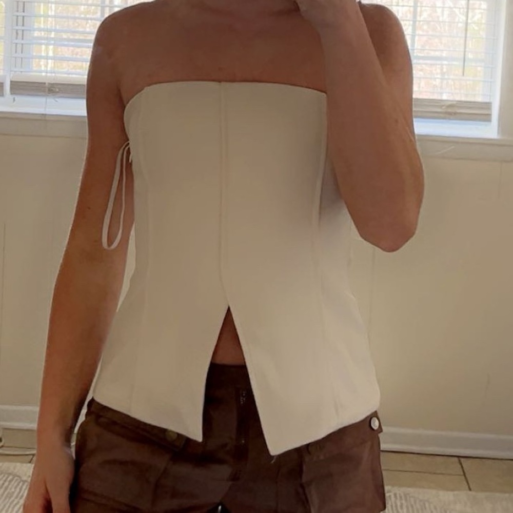 Princess Polly Cream Strapless Top